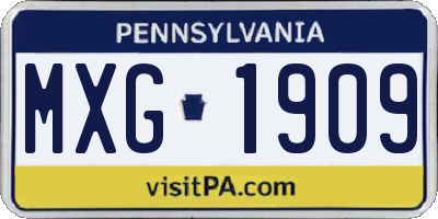 PA license plate MXG1909