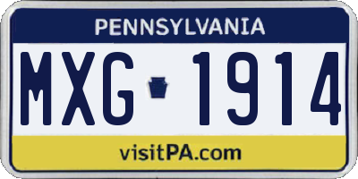 PA license plate MXG1914