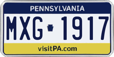 PA license plate MXG1917