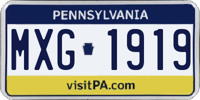 PA license plate MXG1919