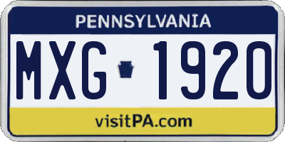 PA license plate MXG1920