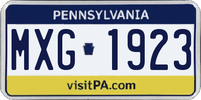 PA license plate MXG1923