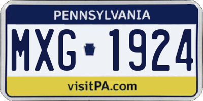 PA license plate MXG1924