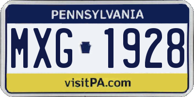 PA license plate MXG1928