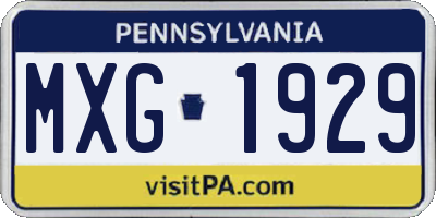 PA license plate MXG1929