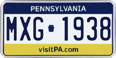 PA license plate MXG1938