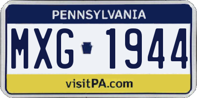 PA license plate MXG1944