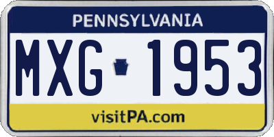 PA license plate MXG1953