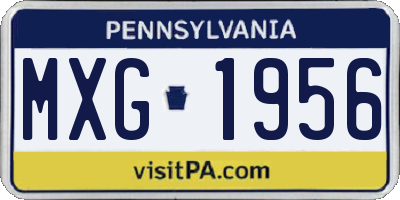 PA license plate MXG1956