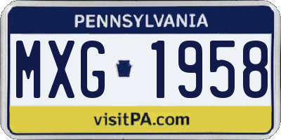 PA license plate MXG1958