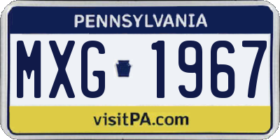 PA license plate MXG1967