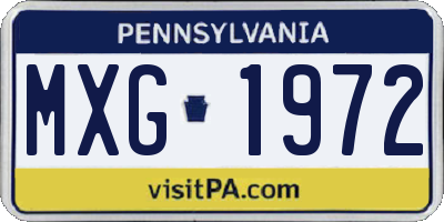 PA license plate MXG1972