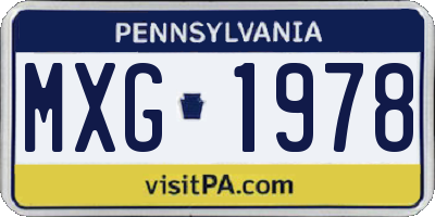 PA license plate MXG1978
