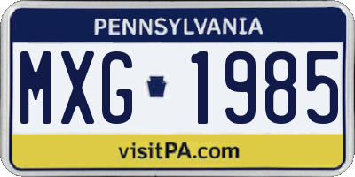 PA license plate MXG1985