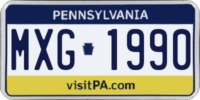 PA license plate MXG1990