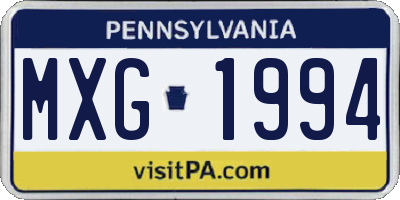 PA license plate MXG1994