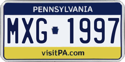 PA license plate MXG1997