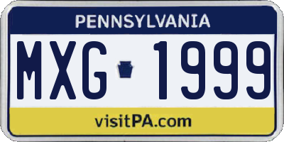 PA license plate MXG1999