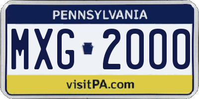 PA license plate MXG2000