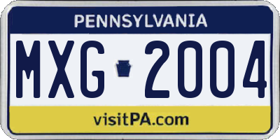 PA license plate MXG2004