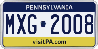 PA license plate MXG2008