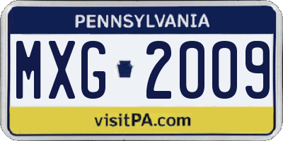 PA license plate MXG2009