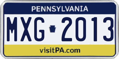 PA license plate MXG2013