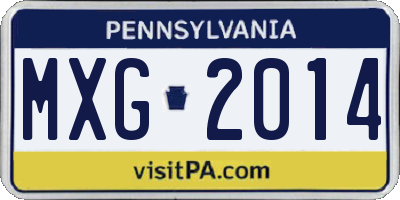 PA license plate MXG2014