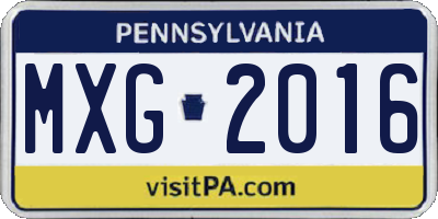 PA license plate MXG2016