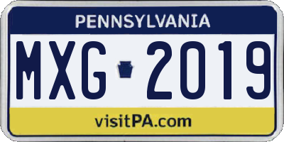 PA license plate MXG2019