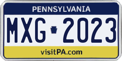 PA license plate MXG2023