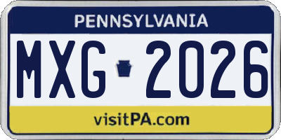 PA license plate MXG2026