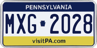 PA license plate MXG2028
