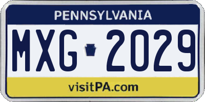 PA license plate MXG2029