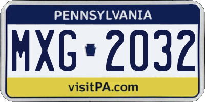 PA license plate MXG2032