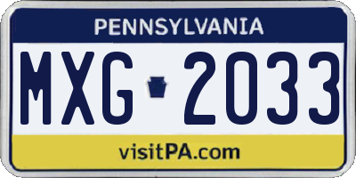 PA license plate MXG2033
