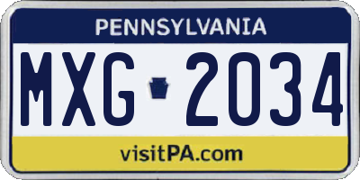 PA license plate MXG2034