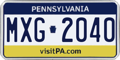PA license plate MXG2040