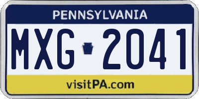 PA license plate MXG2041