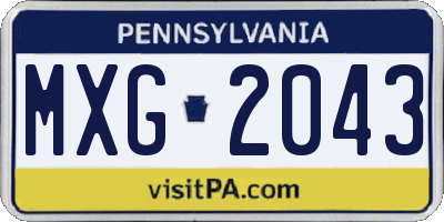 PA license plate MXG2043