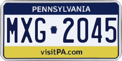 PA license plate MXG2045