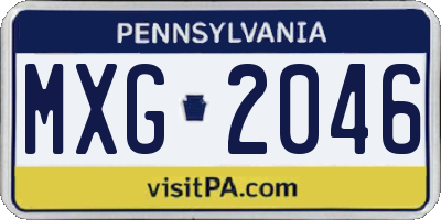 PA license plate MXG2046