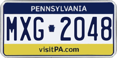 PA license plate MXG2048