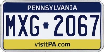 PA license plate MXG2067