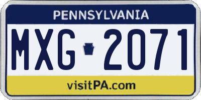 PA license plate MXG2071
