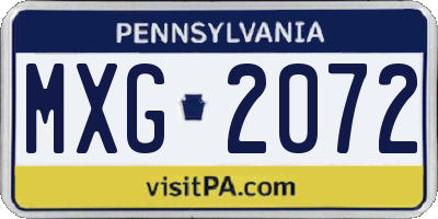 PA license plate MXG2072