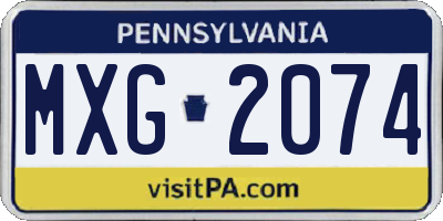 PA license plate MXG2074
