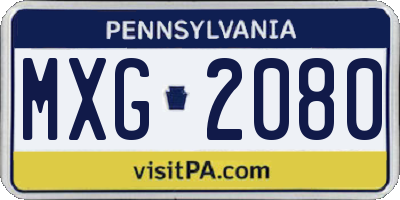 PA license plate MXG2080