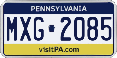 PA license plate MXG2085