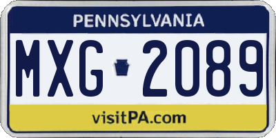 PA license plate MXG2089
